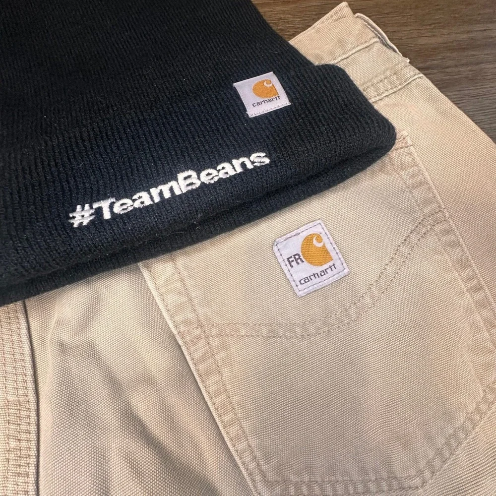 Carhartt FR Flame Resistant Tan Cargo Cut Off Work Shorts Size 36‎ - Bonus Hat